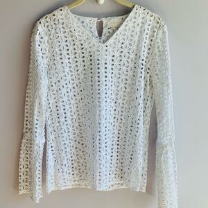 AI & KO Top White 100% Cotton Daisy CutOut Floral Lacy Girly Pretty Bridal Small